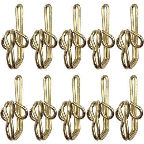 100 pièces Crochets à rideaux en métal, Crochets pour rideaux, Ruban à rideaux en métal (Or) (1/5)