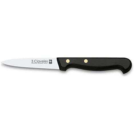 3 Claveles Pom Cuchillo para verduras de 9 cm, Alloy Steel, Negro, 25.69x5.79x1.2 cm (1/4)