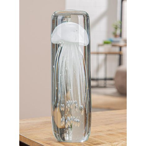 Méduse décorative en Verre - Brillant - Transparent/Blanc - Hauteur 30 cm x Ø 9 cm - Méduse décorative (1/4)