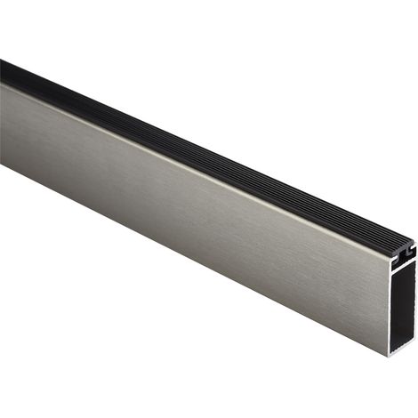 Itar – Tube de penderie rectangulaire en aluminium 1000 mm – Finition inox brossé – Déplacement fluide des cintres – Joint en plastique dur