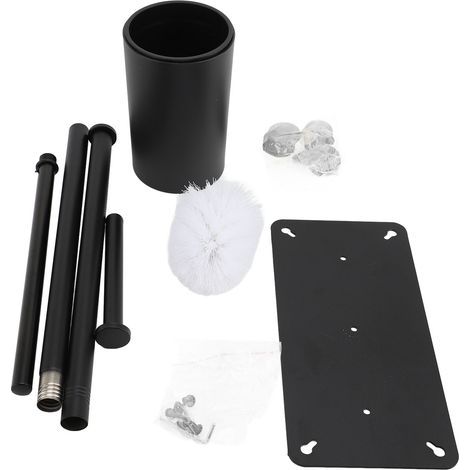 Porte-papier toilette autoportant avec brosse, support Anti-secouement en acier au carbone pour salle de bain noir 1705A01 (1/2)
