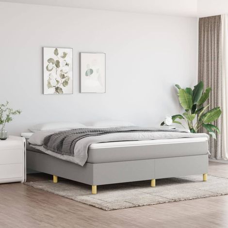 Boxspringbett mit Matratze Hellgrau 180x200 cm Stoff