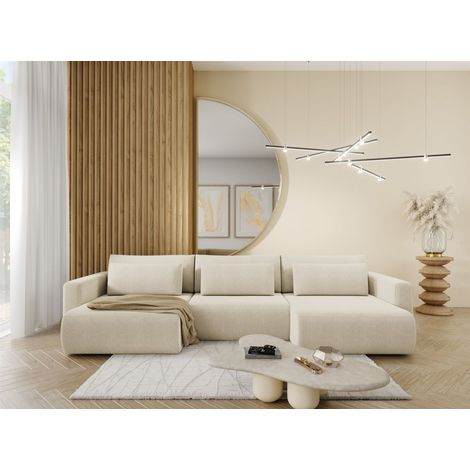 Wohnlandschaft Sofa mit Schlaffunktion CHAIRA Stoff Curio Hellbeige (1/3)