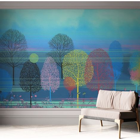 Carta da parati autoadesiva - fotomurale - decorazione parete - stile elegante - decorazione casa - Armonia colorata 312x219 cm (1/5)