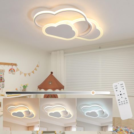 Plafonnier LED, plafonnier pour chambre d'enfant 42 W avec télécommande, plafonnier LED nuage à intensité variable 52 cm, 3000-6000 K (1/5)
