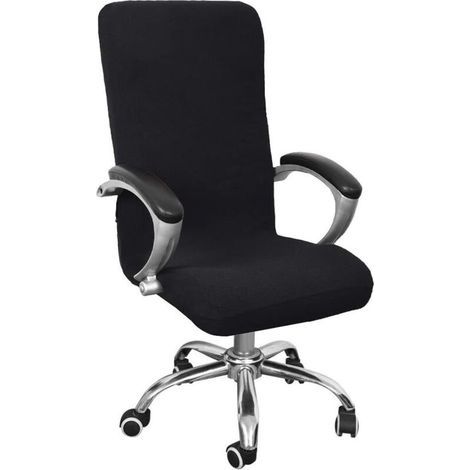 Housse de Chaise de Bureau Univers Extensible Microfiber Lavable Couverture de Chaise Bureau Housses de Fauteuil Extensibles Confortable Fauteuil De Direction (Noir, M) (1/5)
