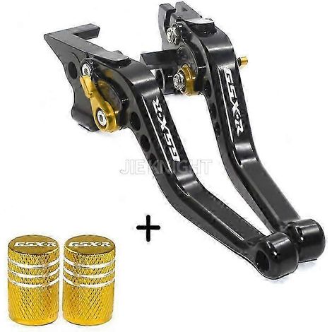 Convient aux motos GSX-R 600 et GSX-R 750 (2006-2017) : leviers de frein et d'embrayage courts, réglables, usinés CNC (1 jeu noir et doré). (1/5)