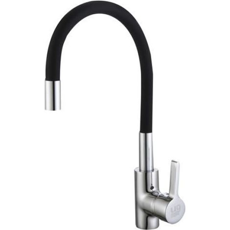 Robinet de cuisine à levier unique Timanfaya de haute qualité avec bec flexible et certification CE Noir - - (1/4)