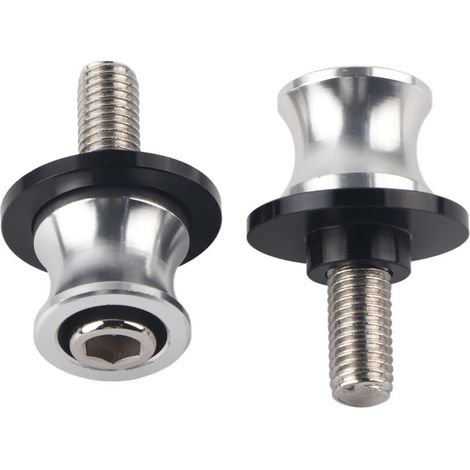 Generic Bobines de Bras Oscillant de Moto Usinées CNC de 10 Mm – Curseurs de Béquille Arrière pour un Ajustement sécurisé et un Style Personnalisable (SILVER) (1/5)