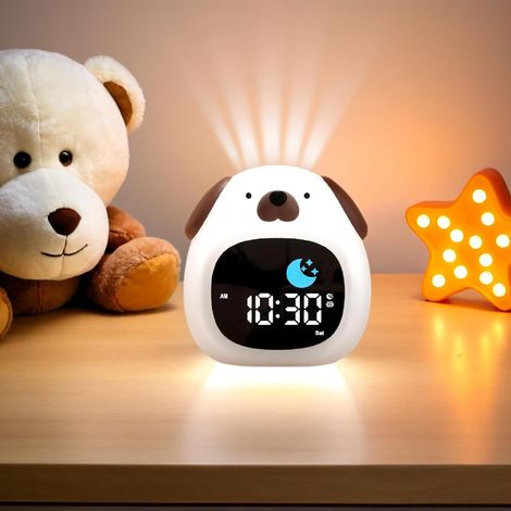 CCYKXAEnfants Réveil Veilleuse avec 9 Couleurs de Lumière et 6 Bruits Blancs,Horloge Numérique d'apprentissage du Sommeil,Luminosité et Son Réglables Chiot (1/5)