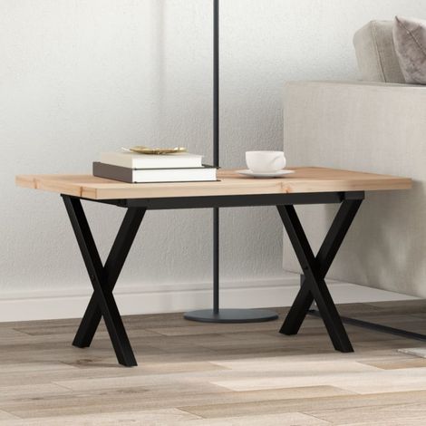 vidaXL Table basse cadre en X 80x50x40,5cm bois de pin massif et acier