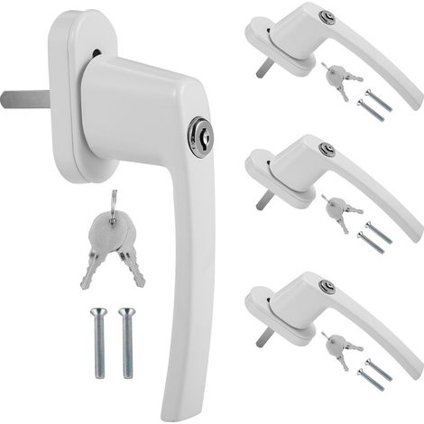 Randaco Maniglia per finestra con serratura a chiave per finestra in alluminio con chiusura di sicurezza per bambini bianco 4X (1/5)
