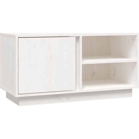 Meuble TV, Étagère TV, Meuble de Salon, Moderne Blanc 80x35x40,5 cm Bois de pin massif OIB5099E (1/5)