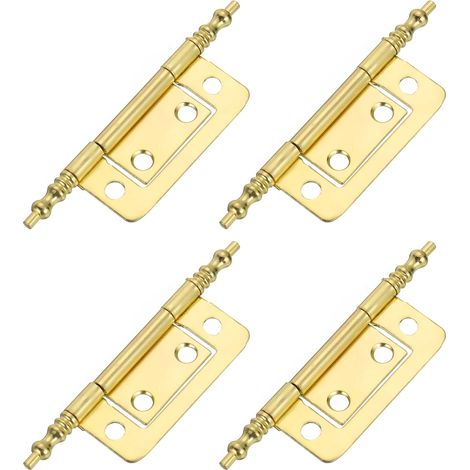 Set di 4 cerniere metalliche senza mortasa, cerniere per ante di mobili, ferramenta per armadi e finestre, oro (1/3)
