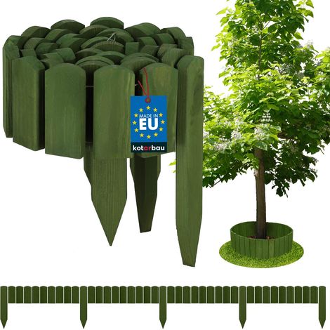 KOTARBAU® Bordure Jardin Exterieur Bois - 200 x 10 cm - Cloture Bois Jardin - Vert - Palissade Flexible - Décoration Jardin (1/5)