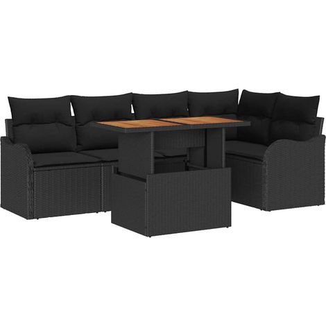 Garden Sofa Set with Storage 6 pcs Black Poly rattan vidaXL (1/5)