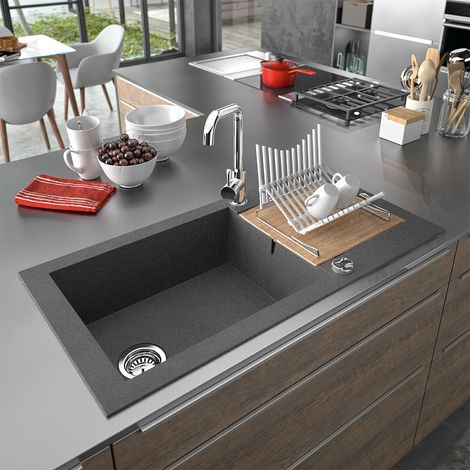 Carea Cuisine & Bain – Évier à encastrer KATLA 1 giga-bac – Dimensions 53x40.4 cm – En Carealith® résistant à la chaleur et aux chocs – Livré avec accessoires (1/5)