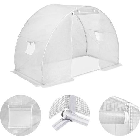 Tenda da serra per piante fiori e ortaggi 4,5 m² 300 x 150 x 200 cm bianca 020044449