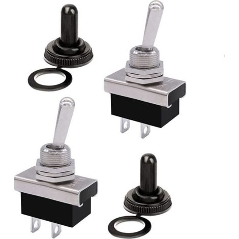 Interruttore a bilanciere KZQ 2 pin 25A 12V ON/OFF KN3D-101 Interruttore a bilanciere SPST in metallo a 2 posizioni 12V con cappuccio impermeabile. (1/4)