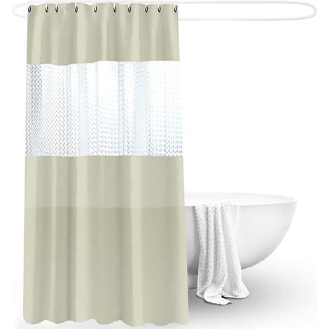 Tenda Doccia Antimuffa 180x180cm Copri Vasca Bagno Peva Impermeabile Beige 03360