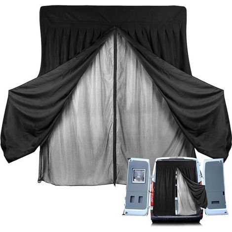 Cubierta de puerta abatible grande, mosquitera para puerta trasera, 148180 cm, malla negra para coche, autocaravana, furgoneta, autocaravana. (1/4)