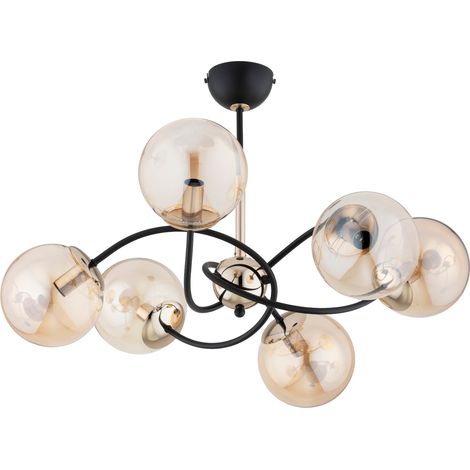 Plafonnier glamour ambre laiton/noir 6xE14 Aurora Alfa (1/3)