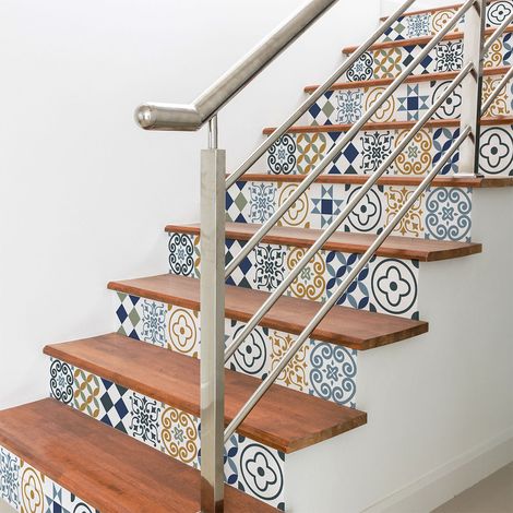 Stickers adhésifs escalier carrelages contremarche - LOICA - 2 bandes de 12.5x90cm (1/3)