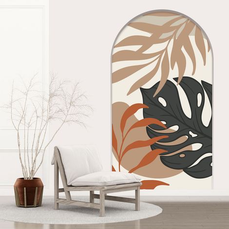 Stickers Trompe l'oeil Arche - Voute - Feuilles Tropicales - 60 x 105 cm (1/5)