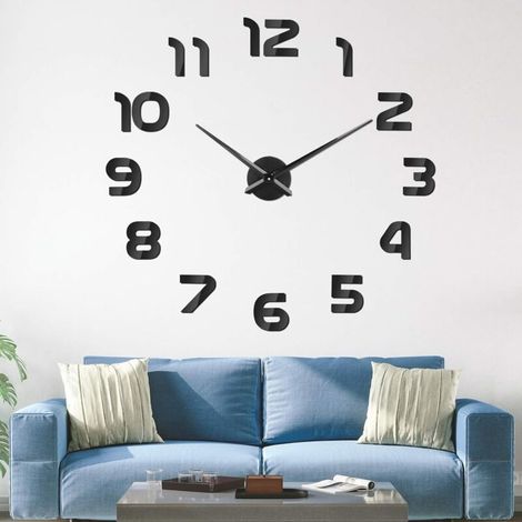 Horloge Murale DIY Sticker Mural Horloge Moderne Pendule Murale Horloge Murale Silencieuse 120 cm pour Salle de Bain La Chambre Bureau Hôtel Noir (1/5)