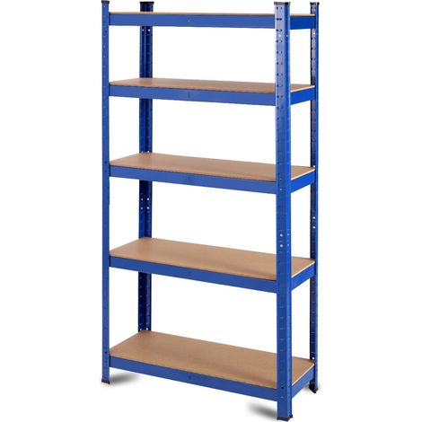 Estantería para banco de trabajo, estantes metálicos de madera para cargas pesadas en 5 niveles 75 x 30 x 150 cm azul 200000597