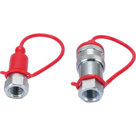 Raccords Rapides Hydrauliques - 2 Pièces - 1/4" NPT ISO7241-A - Acier Trempé avec Capsules Anti-Poussière (1/4)