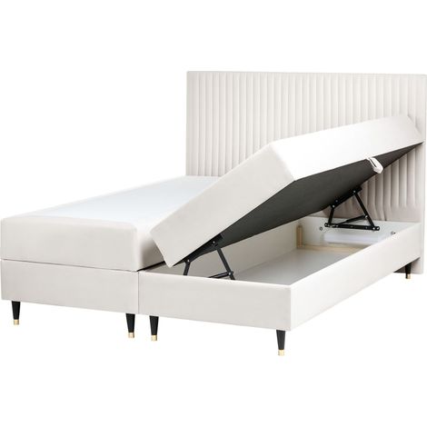 Divan Bed with Storage Velvet DAME 160 x 200 cm (EU King Size) Off-White