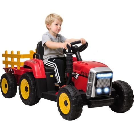 Voiture électrique pour enfants, tracteur avec télécommande parentale, vitesse maximale 6 km/h, rouge et noir (1/5)