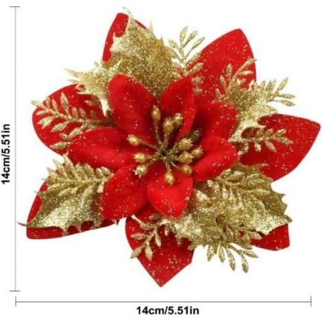 Fleurs Artificielles - Décoration de Noël - Poinsettia - 15 Pièces - Argent - Flexible et Incassable (1/4)
