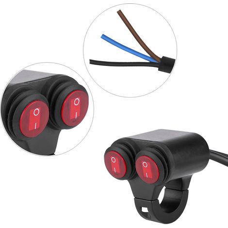 Interrupteur à double bouton universel 22 mm pour guidon de moto : phare, feu stop, antibrouillard, klaxon (type C) (1/5)