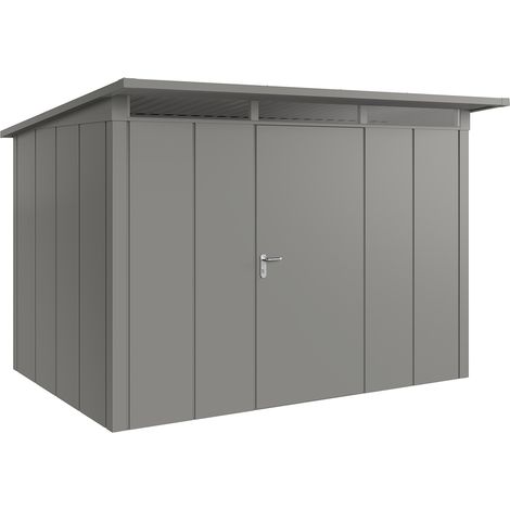 Hörmann Metall-Gerätehaus "Juno" mit Pultdach, JPD12 - Design, 310 x 214 cm (B x T), graualuminium, 1-flüglige Tür, Anschlag rechts (1/5)
