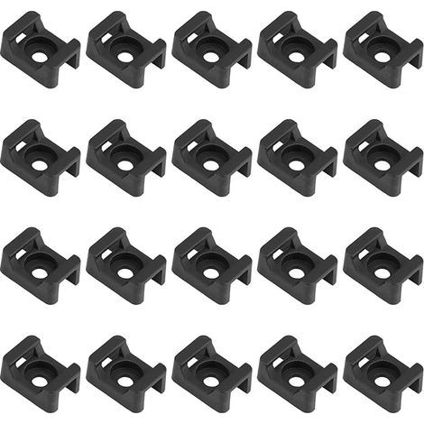 100PCS Black Cable Tie Brackets, Cable Tie Base, 23mmx16mm (1/4)