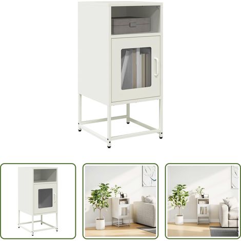 Schrank -  Nachttisch Weiß 36x39x78 cm Kaltgewalzter Stahl (1/5)