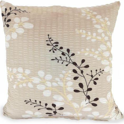Federa per cuscino in corteccia 40x40 con motivo a ramoscelli su sfondo beige