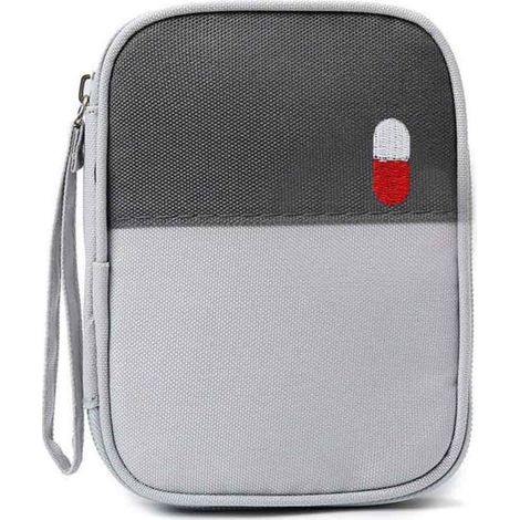 Trousse à pharmacie portable, petite trousse à pharmacie portable pour usage domestique, trousse de premiers secours,Petit gris (1/5)