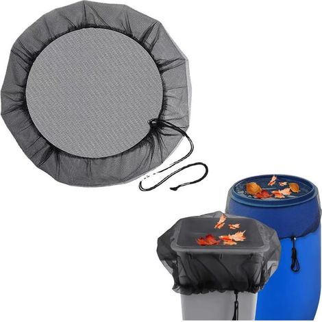Lot de 1 filets de protection pour citerne de pluie, polyester résistant – diamètre 60 cm, maille fine et dense, filet de protection avec cordon de serrage ajustable, contre feuilles et moustiques (1/5)