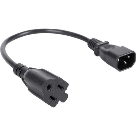 Câble d'alimentation PC noir de 30 cm (1 pied) avec fiche mâle IEC 320 C14 et connecteur femelle NEMA 5-15R (1/5)