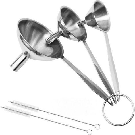 Entonnoir en acier inoxydable - Lot de 3 - Entonnoir de cuisine - Petit entonnoir métallique 3 en 1 - Ø 7,5 cm / 5,5 cm / 4 mununo (1/4)