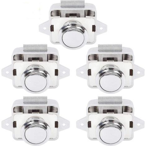 Bouton Poussoir Camping Car - Serrure Loquet Porte Fermeture Placard Bouton pour RV caravane de moteur 5 pièces Argent (1/5)