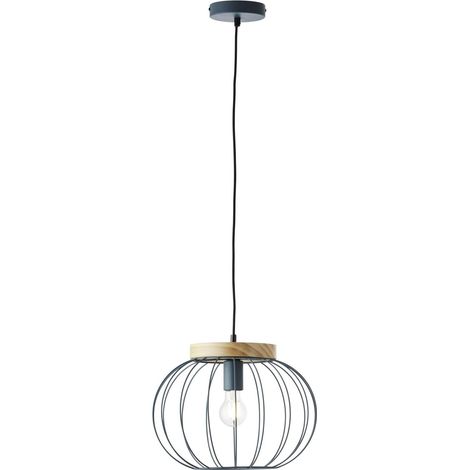 BRILLIANT lampe, suspension Sorana 1-flamme turquoise, métal / bois, 1x A60, E27, 40W, lampes normales (non incluses), A ++ (1/4)
