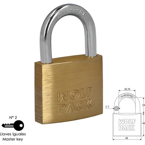 Cadenas Wolfpack laiton anse normale clés identiques 50 mm. Nº2.