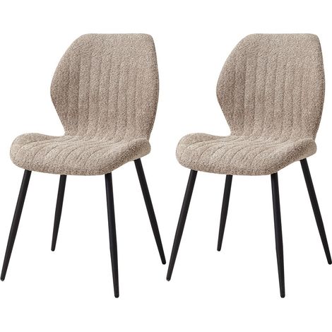Wokaka Juego de 2 sillas - Silla de comedor retro - Silla de lino - Patas de metal (Marrón) (1/5)