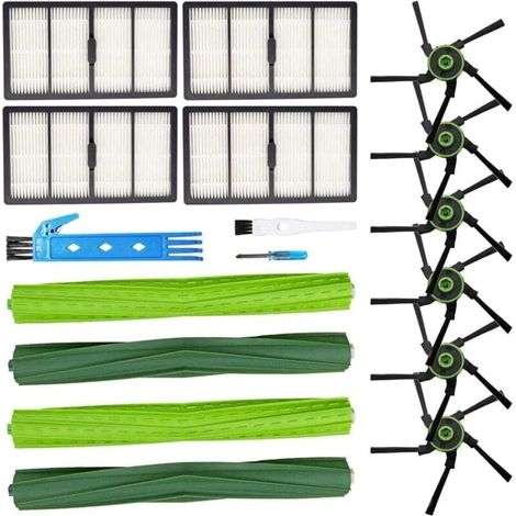Replacement parts compatible with iRobot Roomba S9 (9150) S9 + S9 Plus (9550) S Series Wi-Fi Robot Vacuum Cleaner Kits (2 Rubber Brushes, 4 Filters, 6 Side Brushes) (1/4)