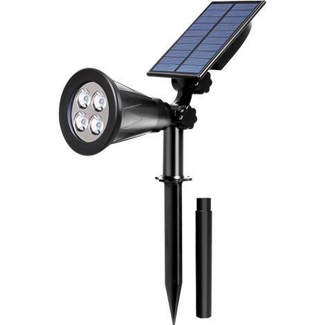 Projecteur solaire LED blanc, 4 LED, étanche pour extérieur-AquaForge