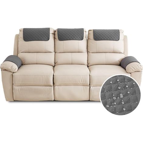 Housse D'accoudoir De Canapé, Imperméable Housse D'appui-tête pour Accoudoir de Fauteuil Relax avec Poche (3 Places,Gris Foncé)